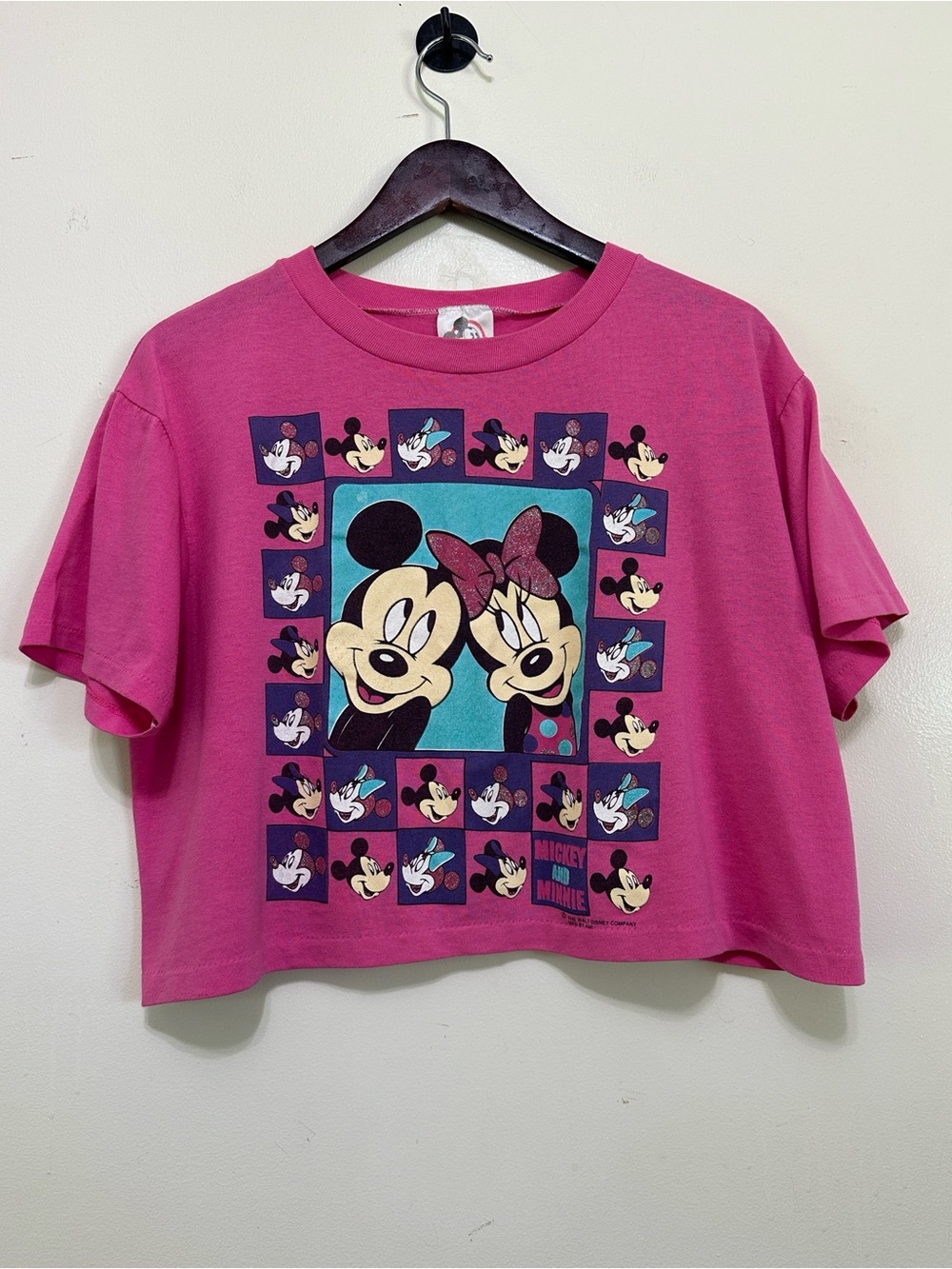 Disney Pink Mickey & Minnie Graphic Crop Tee